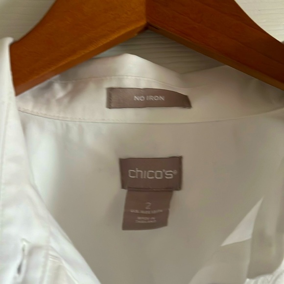 Chicos No Iron Blouse Size 2 White Cotton Button Down Shirt (2 12/14) - Picture 2 of 7